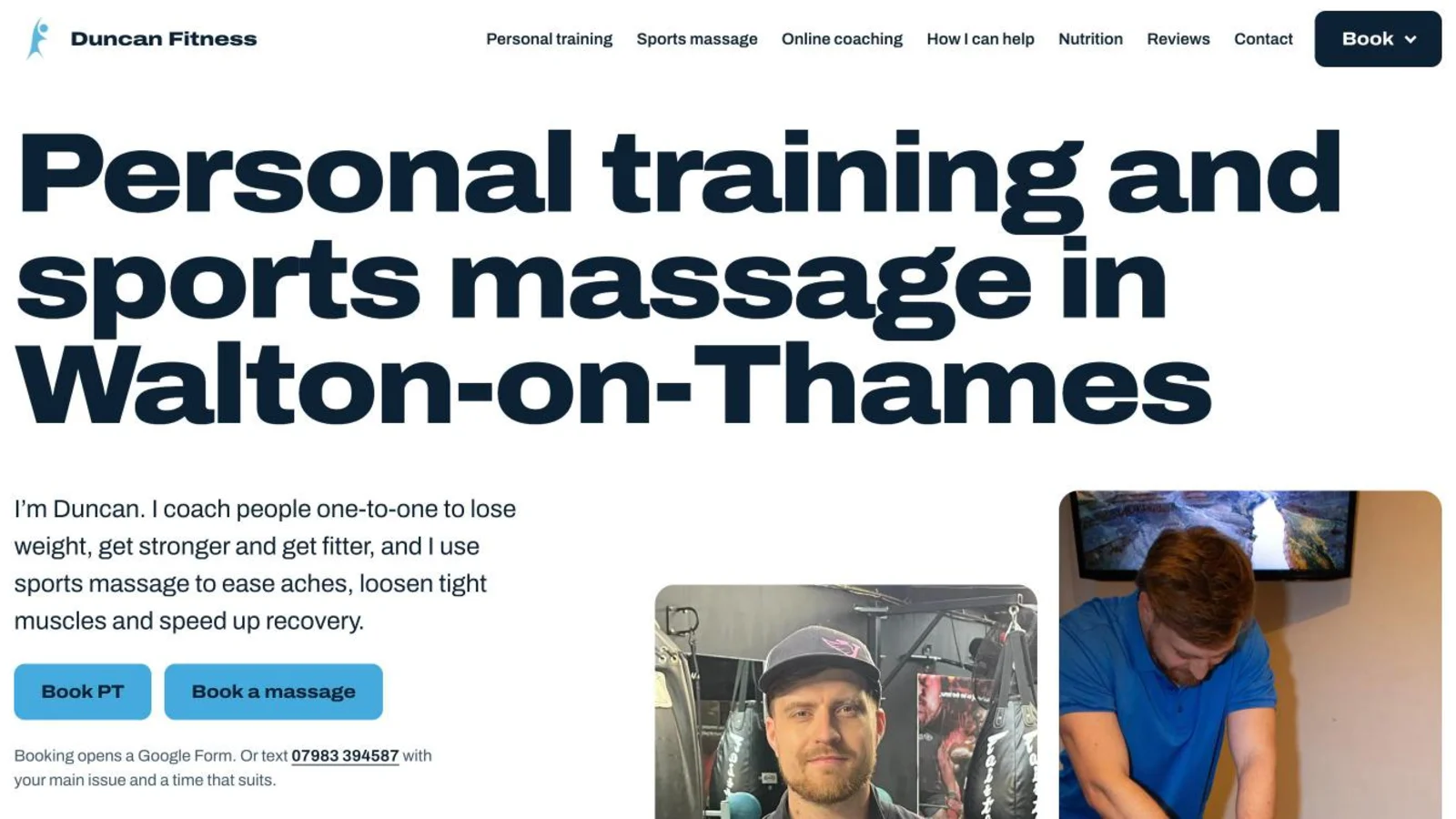 Home page of the Duncan Fitness website