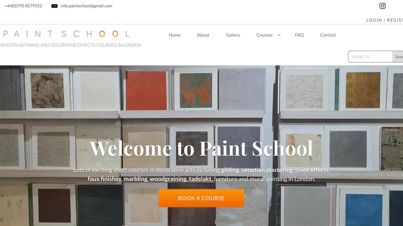 Home page of the Paint School website